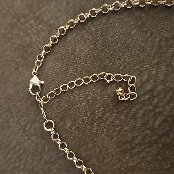 Marbled Peach and Gold Circle Cluster Link Rolo Chain Necklace - Picture 4 of 5